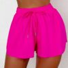 SHEIN Swim Basics Summer Beach Women's Fashionable Solid Color Drawstring Waist Shorts
