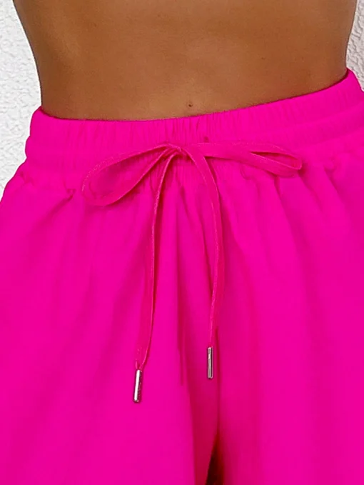SHEIN Swim Basics Summer Beach Women's Fashionable Solid Color Drawstring Waist Shorts - Image 3