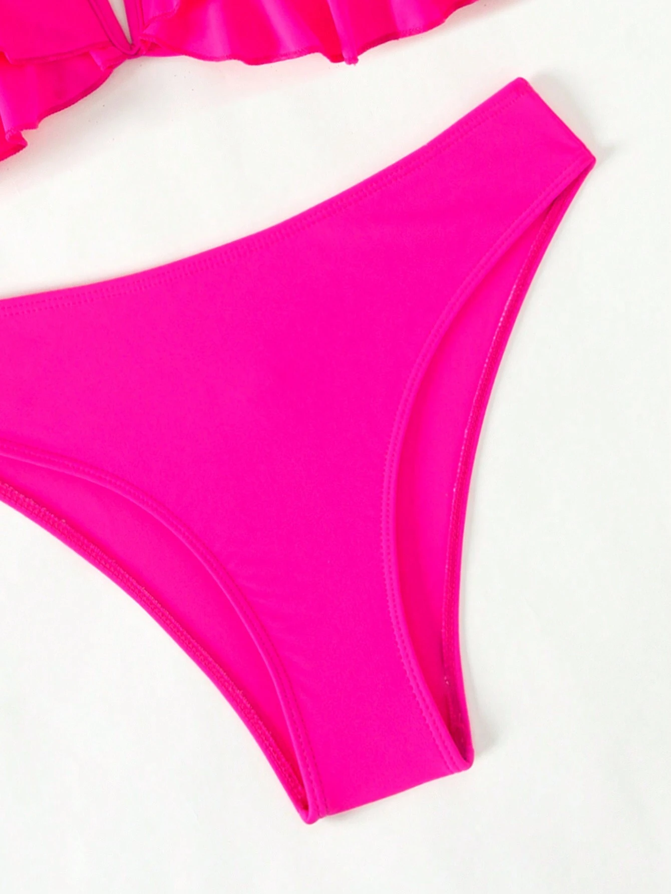 SHEIN Swim Mod Women Summer Beach Solid Ruffle Trim Removable Spaghetti Strap Bikini Set - Image 4