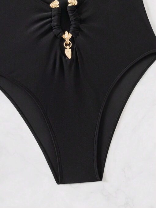 SHEIN Swim Summer Beach Hollow Out Slim Fit One-Piece Swimsuit With Straps - Image 4