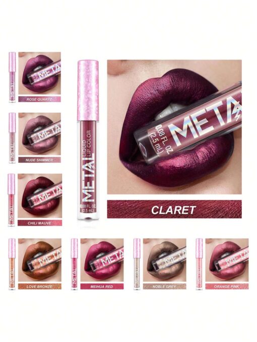 SHEIN Waterproof Liquid Lipstick, Long-Wearing Metallic Lip Gloss Metal Tube Lip Cream - Image 2