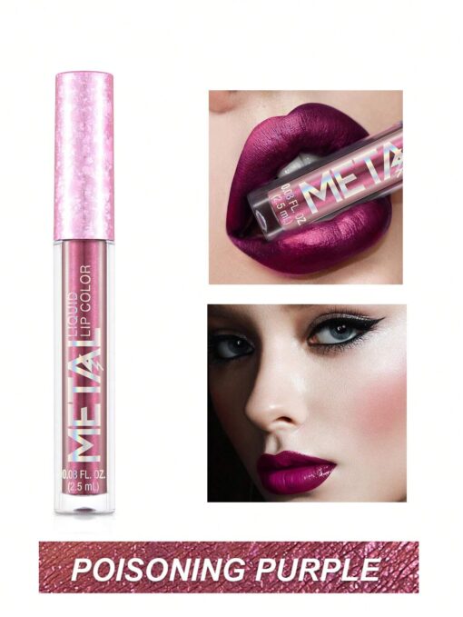 SHEIN Waterproof Liquid Lipstick, Long-Wearing Metallic Lip Gloss Metal Tube Lip Cream - Image 3
