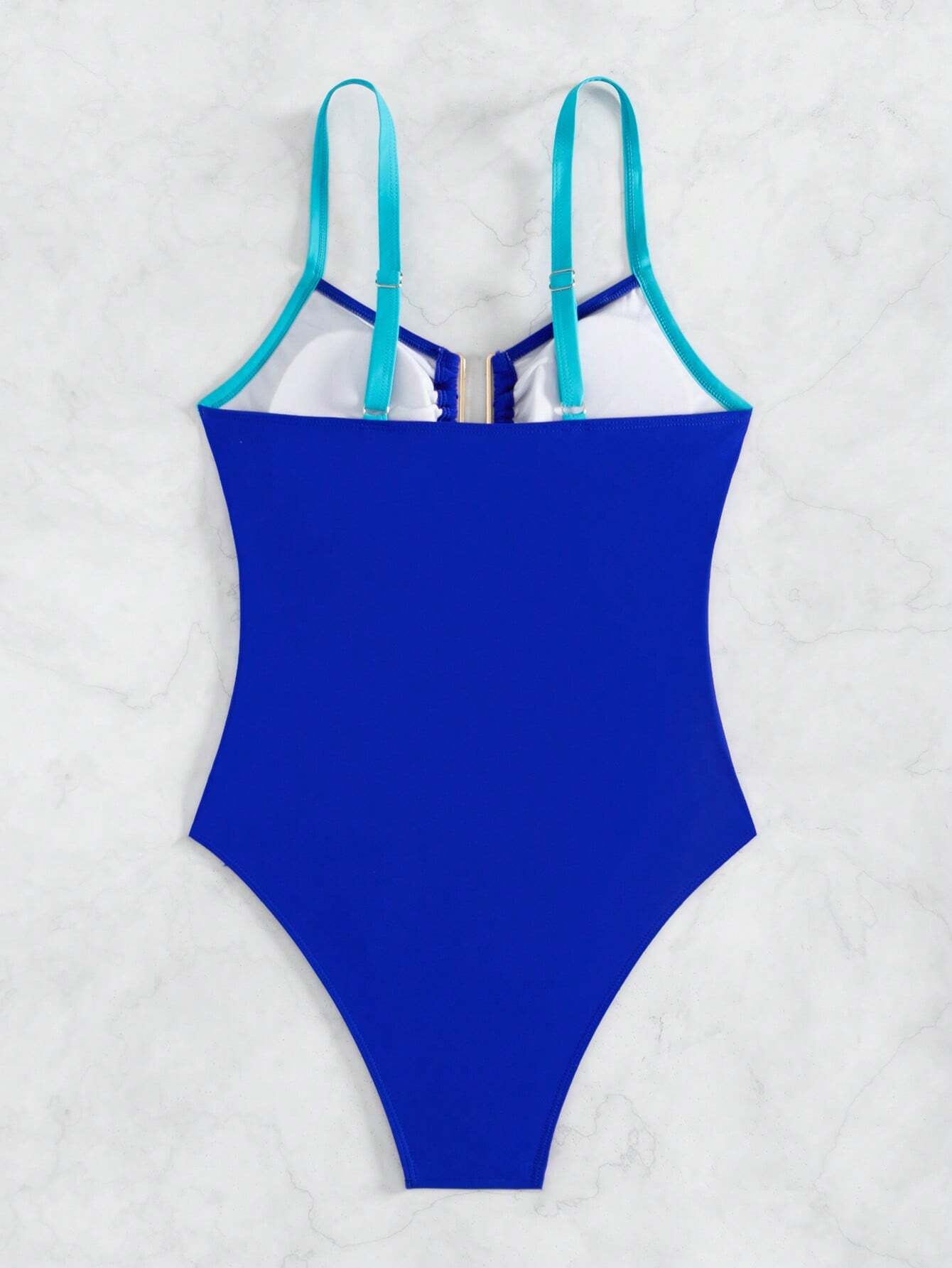 SHEIN Women's Color-Block Hollow Out Casual One-Piece Swimsuit With Straps - Image 2