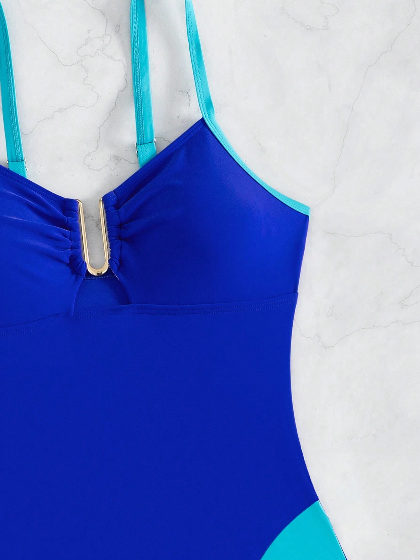 SHEIN Women's Color-Block Hollow Out Casual One-Piece Swimsuit With Straps - Image 4