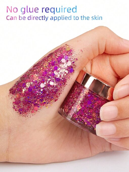 SHEIN 1pc Pink-purple Chameleon Body Glitter Gel For Makeup, Suitable For Face, Hair, Eyes, Lips, Body - Image 2