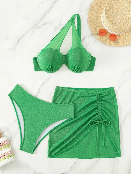 SHEIN Underwire Bikini Swimsuit with Drawstring Beach Skirt - Image 3
