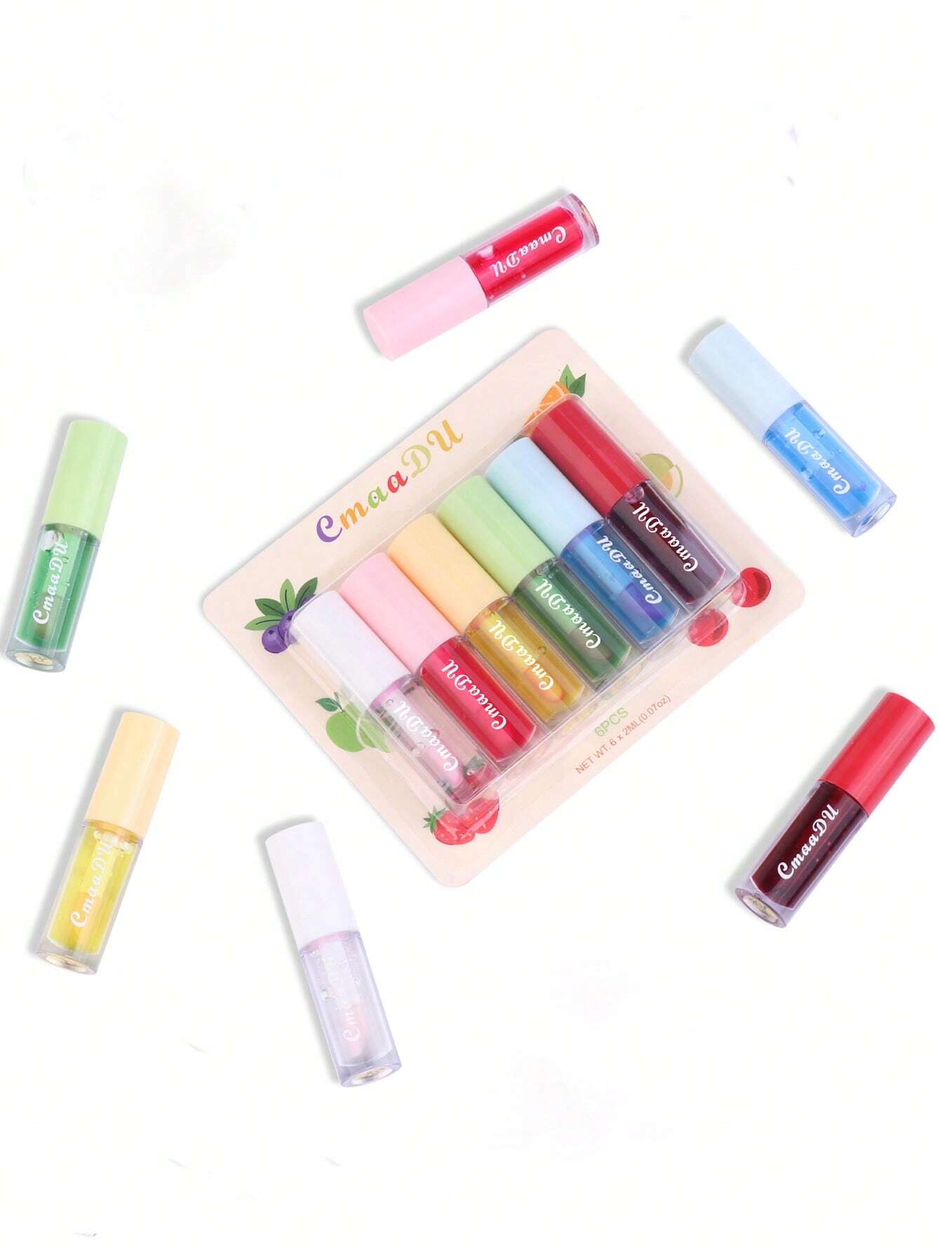 SHEIN Liquid Lipcolor,6pcs Fruit Flavor Color Changing Lip Glaze - Image 2