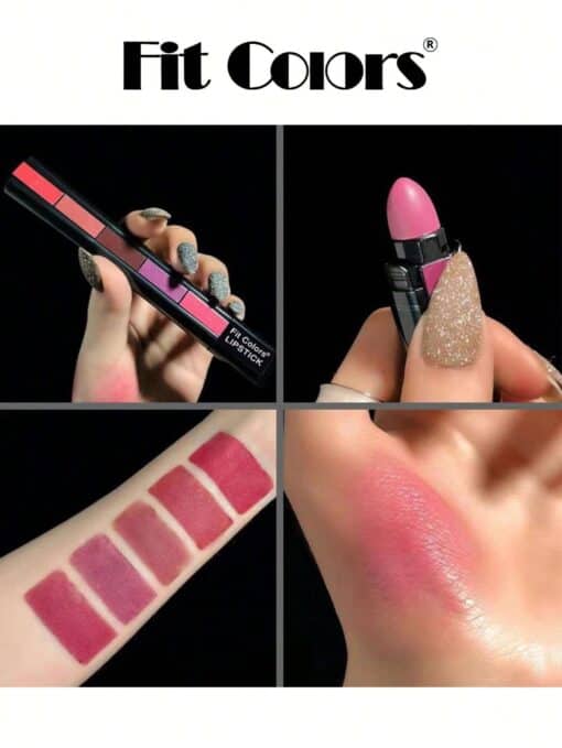 SHEIN #01 Classic Red Matte 5-Color Lipstick Kit,Mist Velvet Highly Pigmented Non-Stick - Image 2