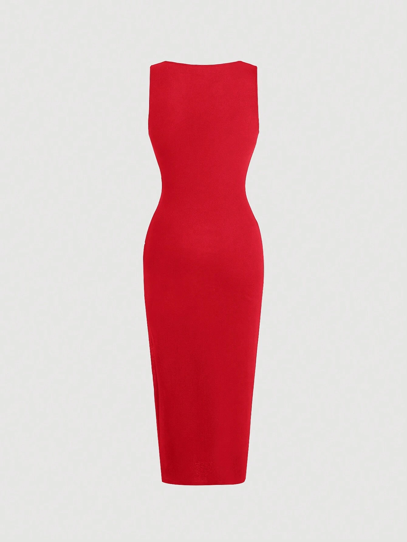 SHEIN MOD Solid Ruched Side Split Thigh Dress - Image 3