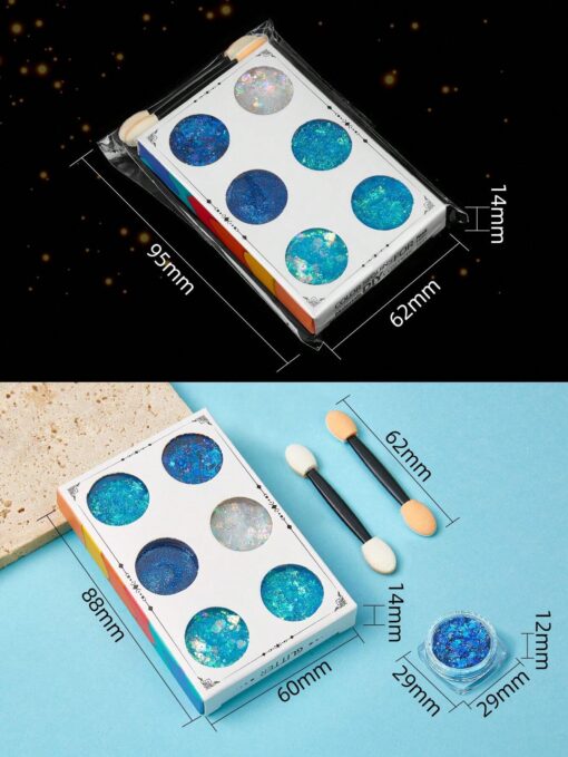 SHEIN 8pcs/Set (1pc 6 Colors Glitter Gel + 2pcs Single-Headed Brush) Body Makeup Tools - Image 5