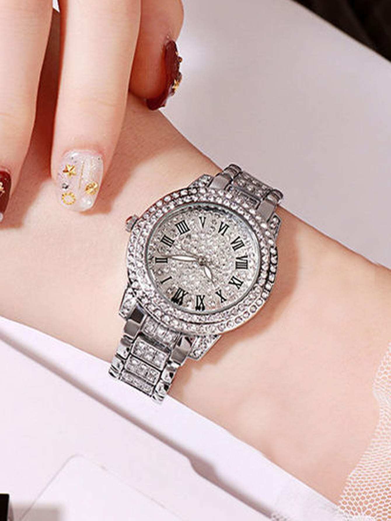 1pc Ladies Watch Women's Quartz Watch With Rhinestones - Image 2