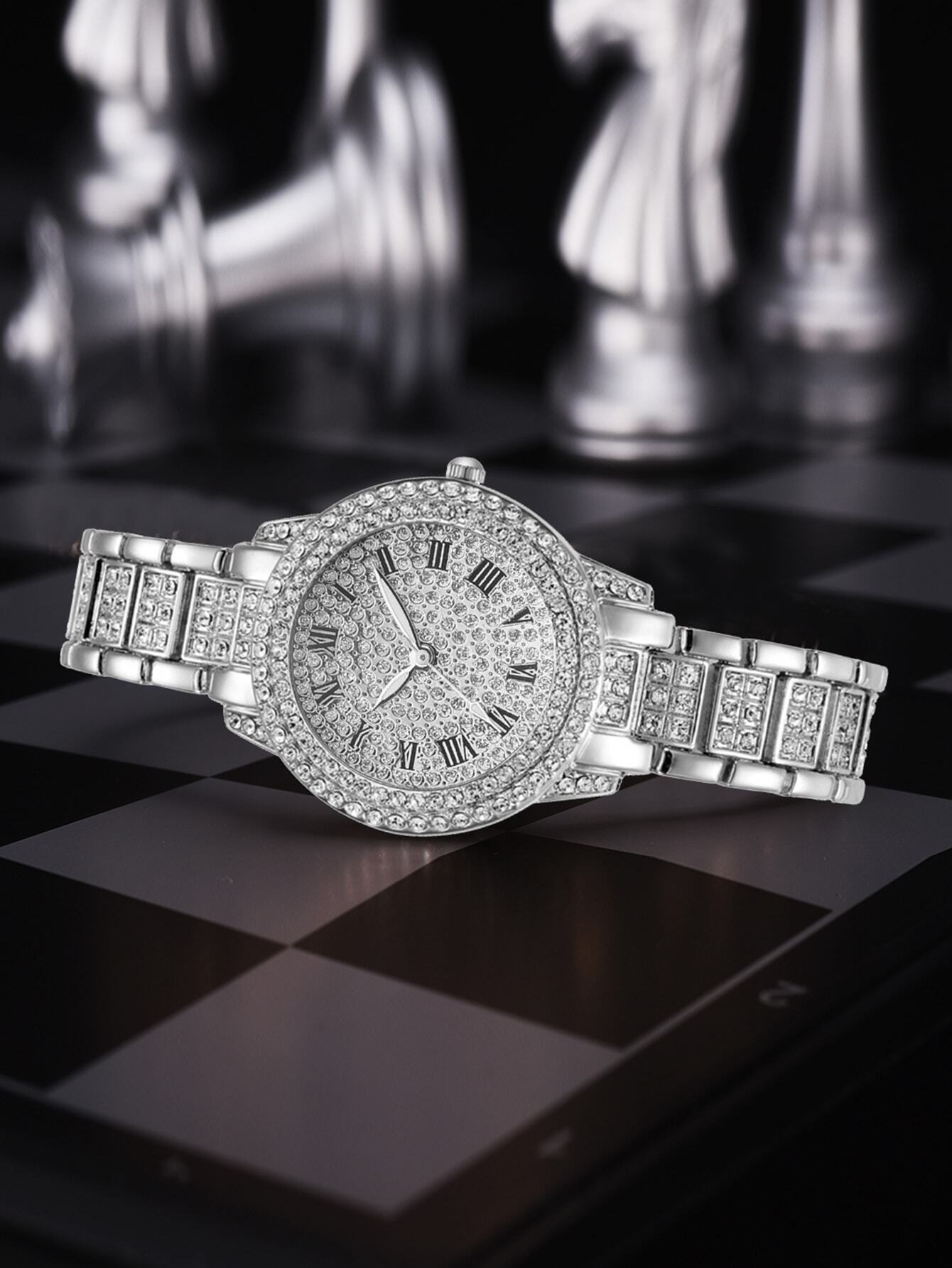 1pc Ladies Watch Women's Quartz Watch With Rhinestones - Image 3