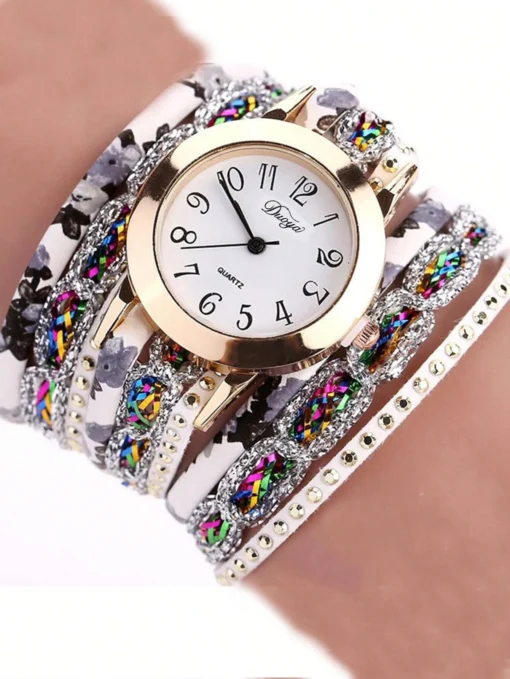 SHEIN 1pc Women PU Polyurethane Strap Funky Round Dial