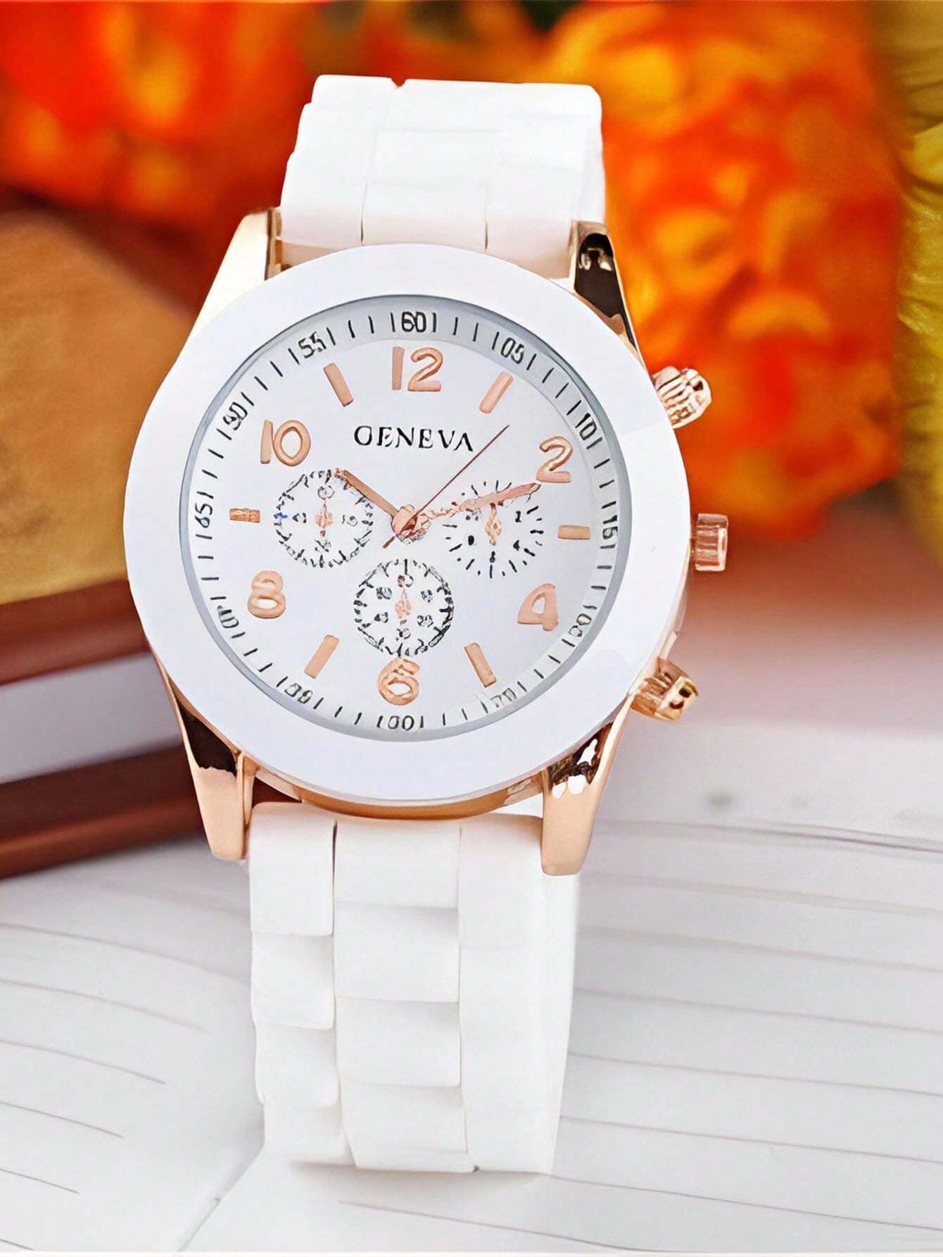 SHEIN 1pc Women's Fashionable Casual Silicone Quartz Wristwatch