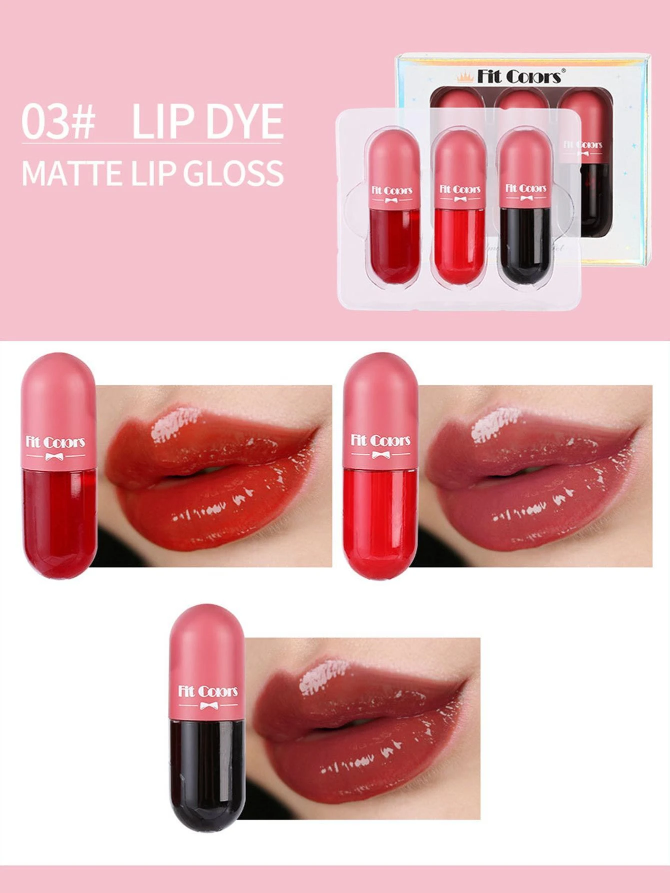SHEIN Color Changing Lip Gloss Set, 3Pcs Lip Liquid