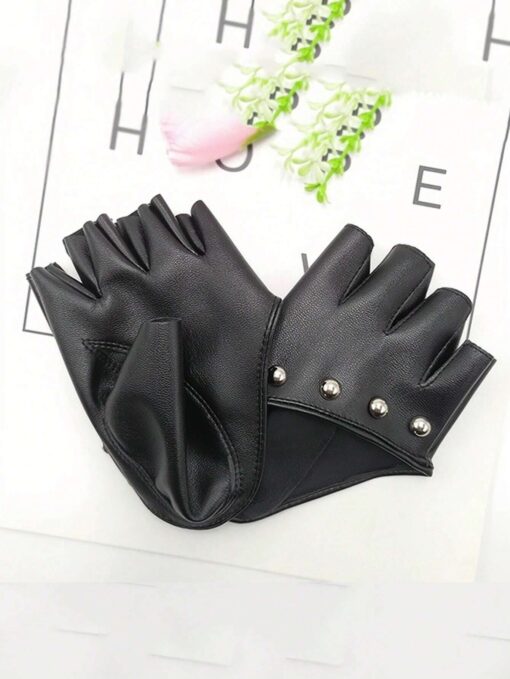 SHEIN Han Style Open- Personality Rivet Half- Nightclub