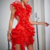 SHEIN L'Amorae Ruffle Asymmetrical Hem Cut Out Dress