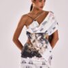 SHEIN MUSERA Location Print Slinky Drape Detail Mini Dress
