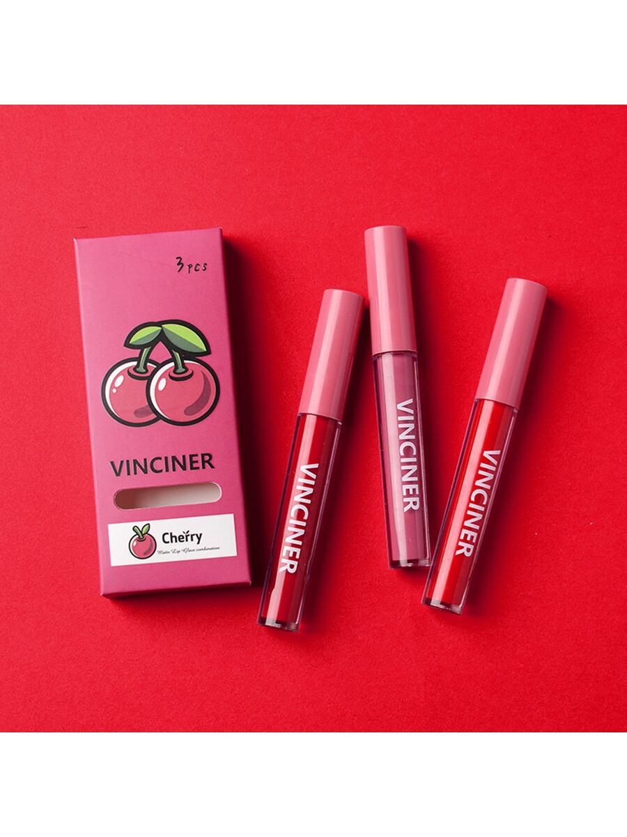 SHEIN Matte Liquid Lipstick Set, 3Pcs Mist Non-Stick Cup Moisturizing #02 - Image 2