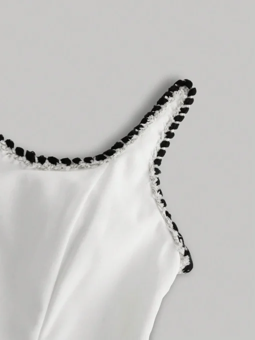 SHEIN MOD Color Block Trimmed Sleeveless White Jumpsuit - Image 3