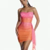 SHEIN BAE Trending Festival Outfits Tube Top Gradient Pattern Print Mini Summer Dress