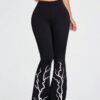 SHEIN Coolane Women's Fall Streetwear Lightning Print Boot Cut Pant Sweatpant