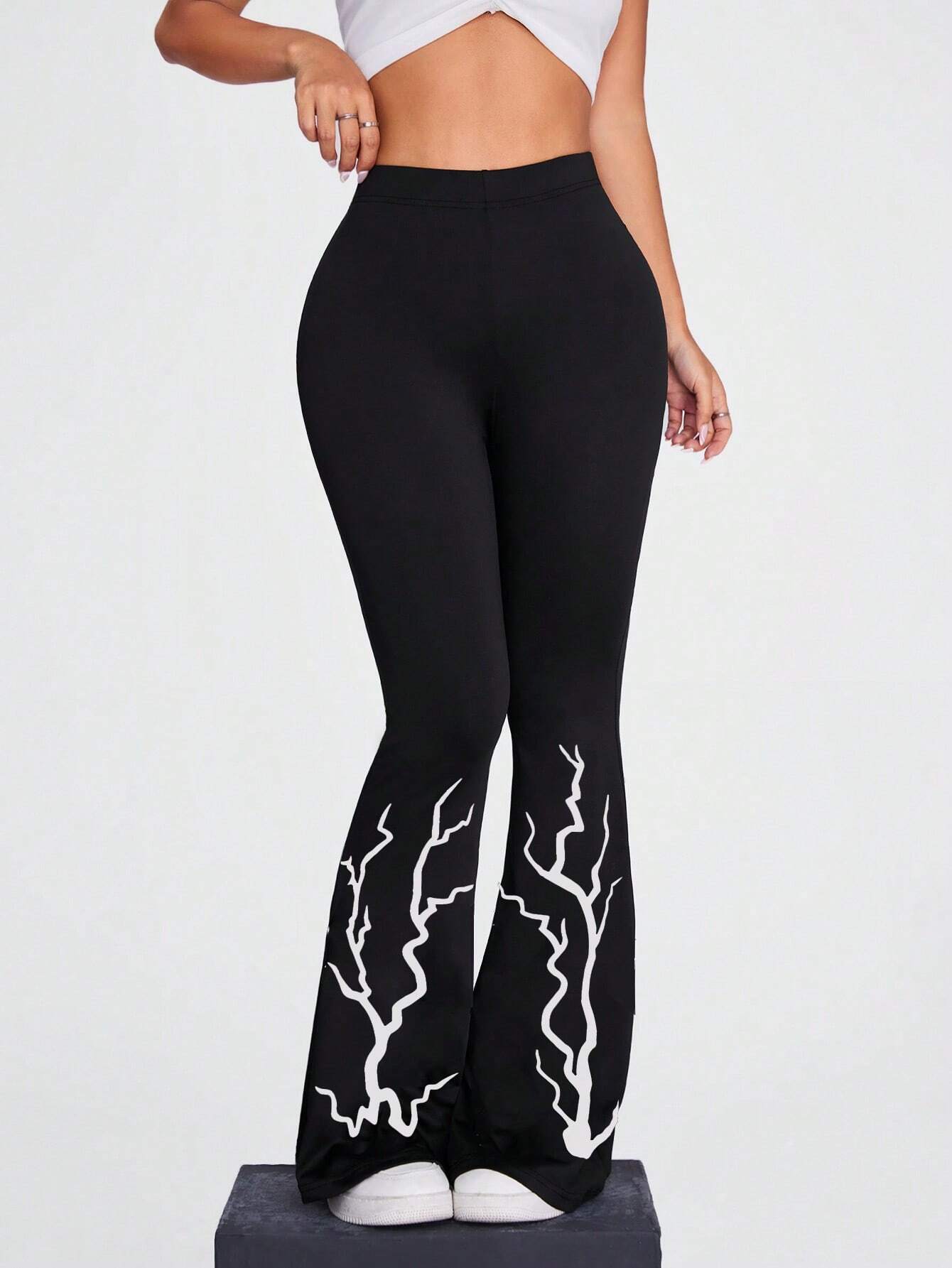 SHEIN Coolane Women's Fall Streetwear Lightning Print Boot
