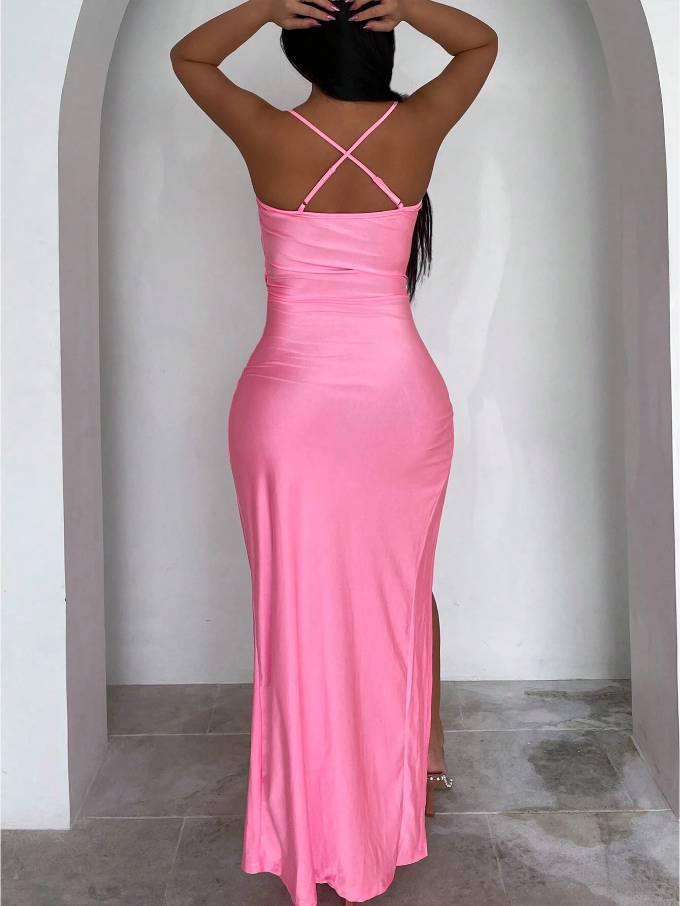 SHEIN Foxxy Twist Front Split Thigh Cami Dress - Image 2