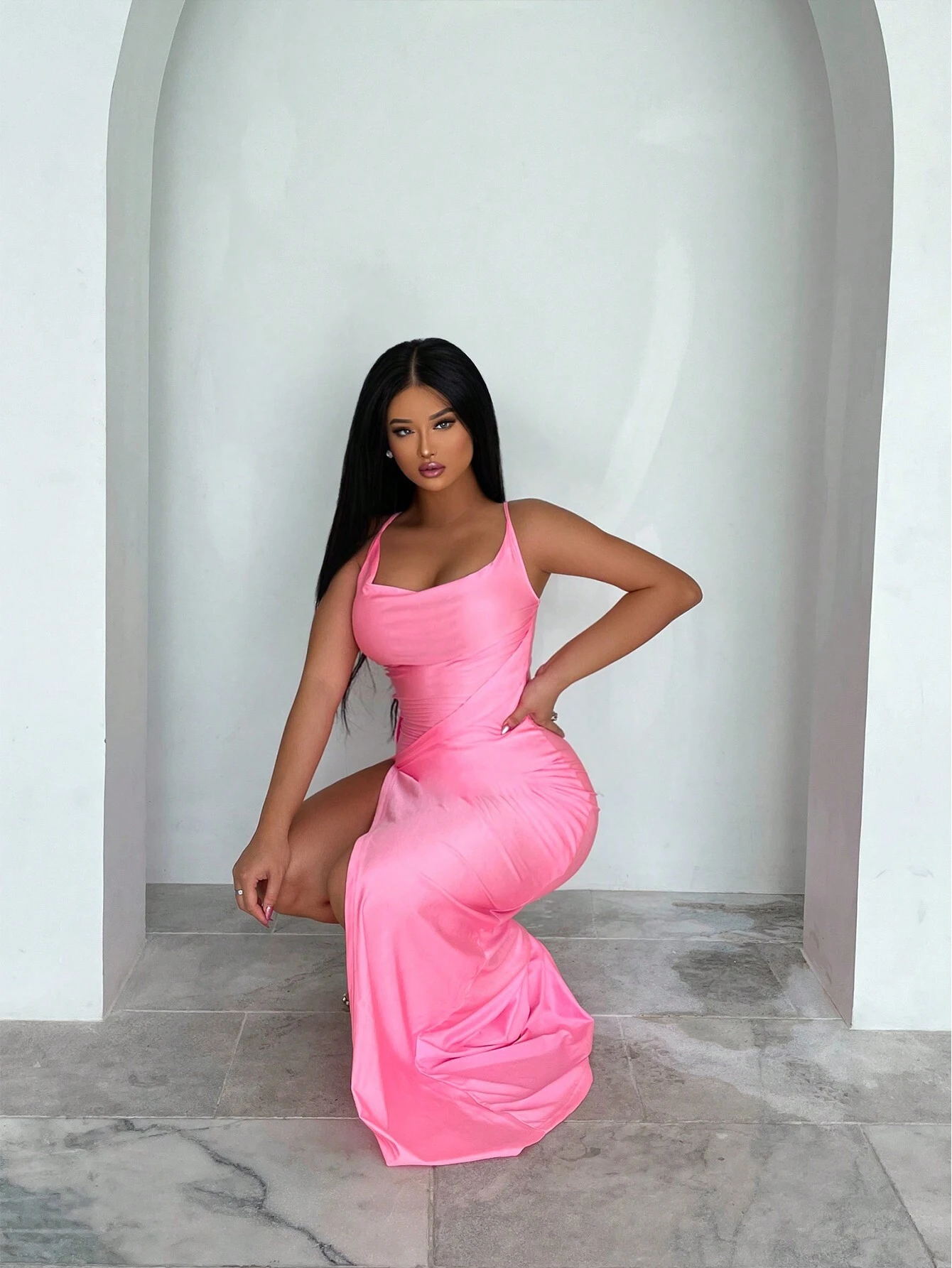 SHEIN Foxxy Twist Front Split Thigh Cami Dress - Image 4