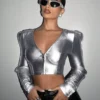 SHEIN ICON Zip Up Crop Tee