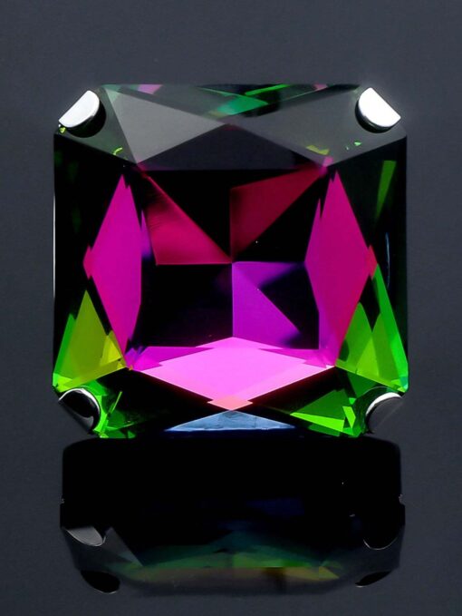 SHEIN STONEFANS 1pc Exaggerated Large Square Muticolor Crystal Ring For Women - Image 2