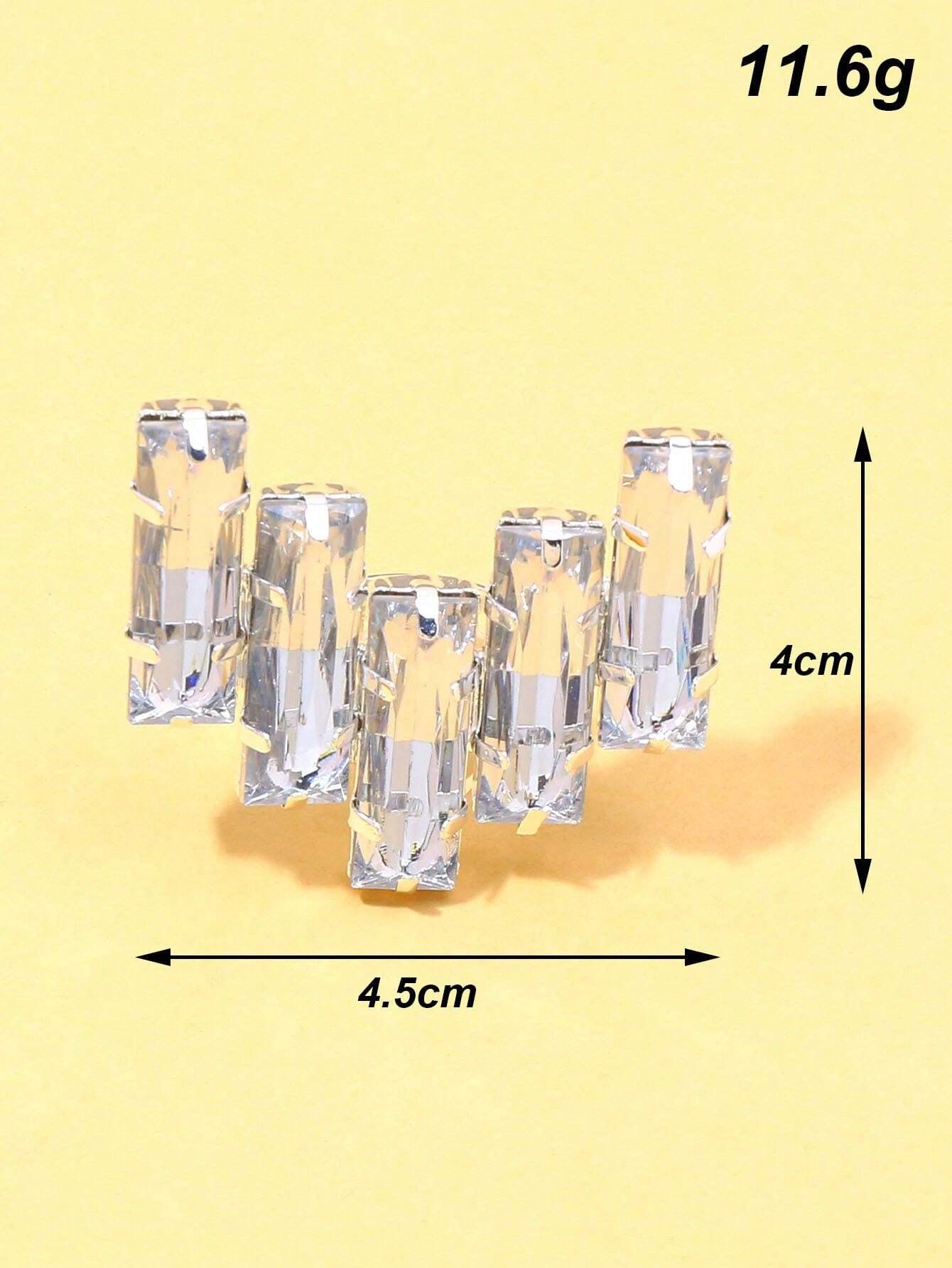 SHEIN STONEFANS 1pc Silver Square Finger Ring, Cocktail Party Jewelry - Image 2