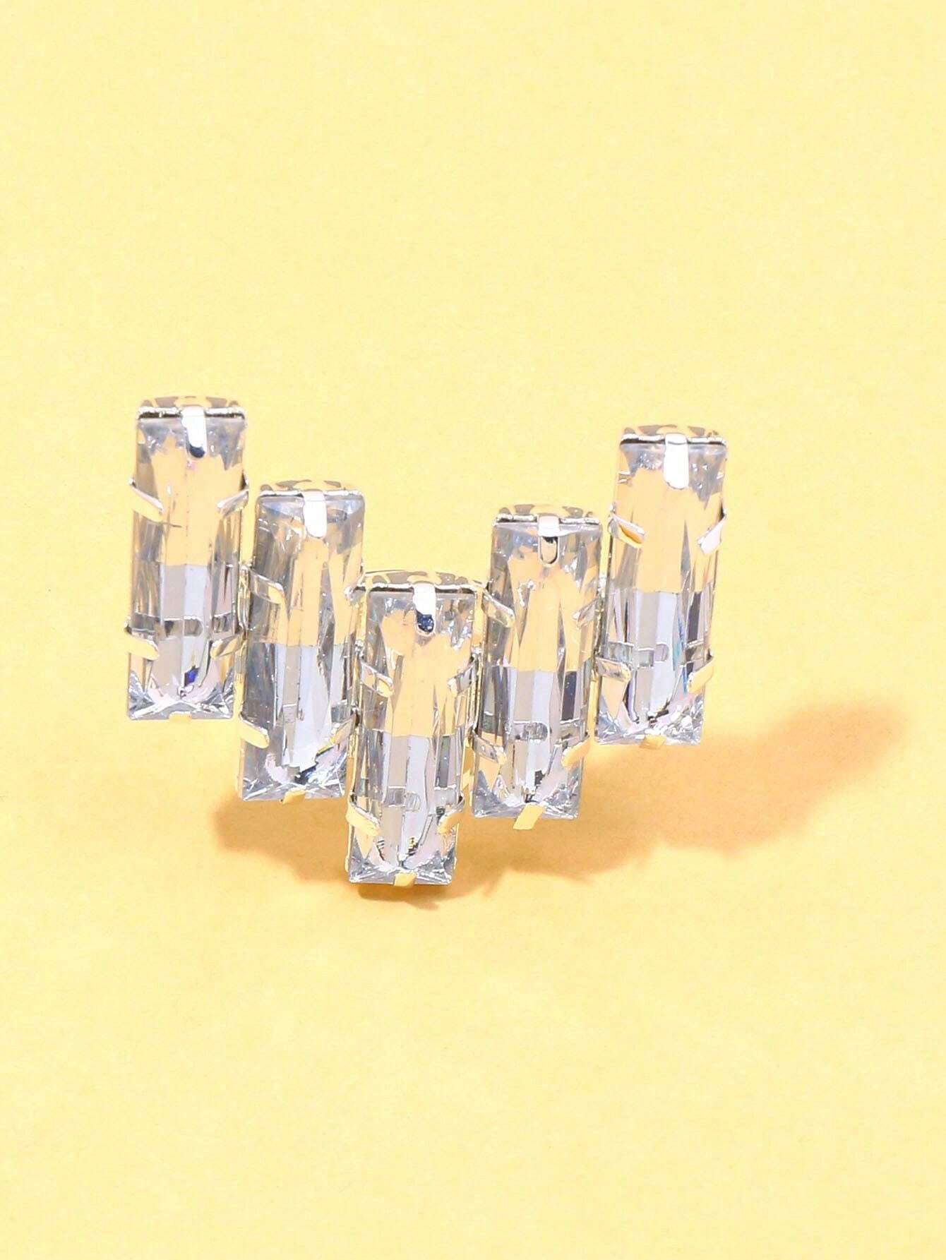 SHEIN STONEFANS 1pc Silver Square Finger Ring, Cocktail Party Jewelry - Image 3