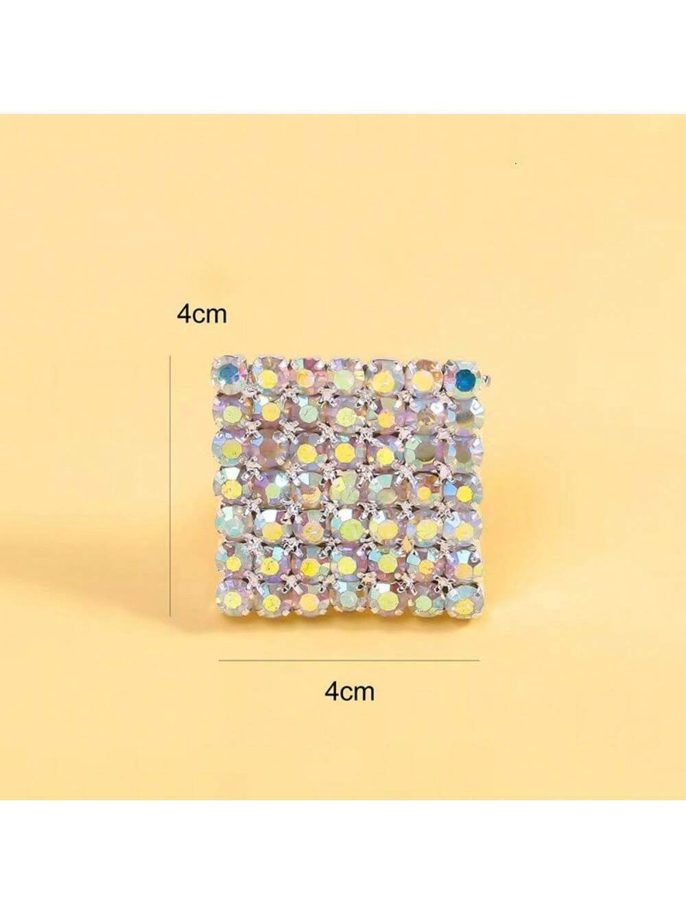 SHEIN Shiny Crystal Exaggerated Square Rings Finger Jewelry Adjustable Large - Image 2