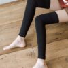 SHEIN 1pair Knitted Solid Color Simple Striped Leg Warmers