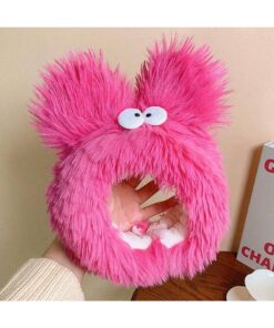 SHEIN 1pc Women's Rose-Red Funny Colored Plush Hair Tie For Washing Face