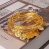 SHEIN 20pcs/Set Saudi Arabia Style Iron Alloy Round Pendant Bangle