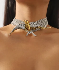 SHEIN European Fashion Exaggerated, Multi-Layered, Full Diamond Encrusted Flying Bird & Swallow