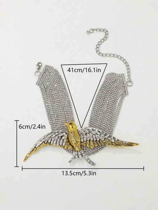 SHEIN European Fashion Exaggerated, Multi-Layered, Full Diamond Encrusted Flying Bird & Swallow - Image 3