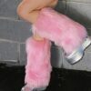 SHEIN Long Pink Plush Leg Warmers, Suitable For Stage Party