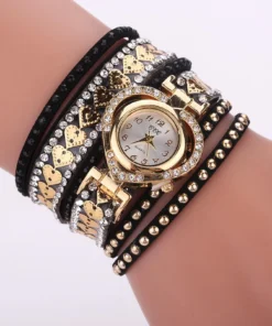 SHEIN Rhinestone Decor Round Pointer Quartz Watch
