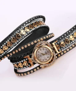 SHEIN Rhinestone Decor Round Pointer Quartz Watch