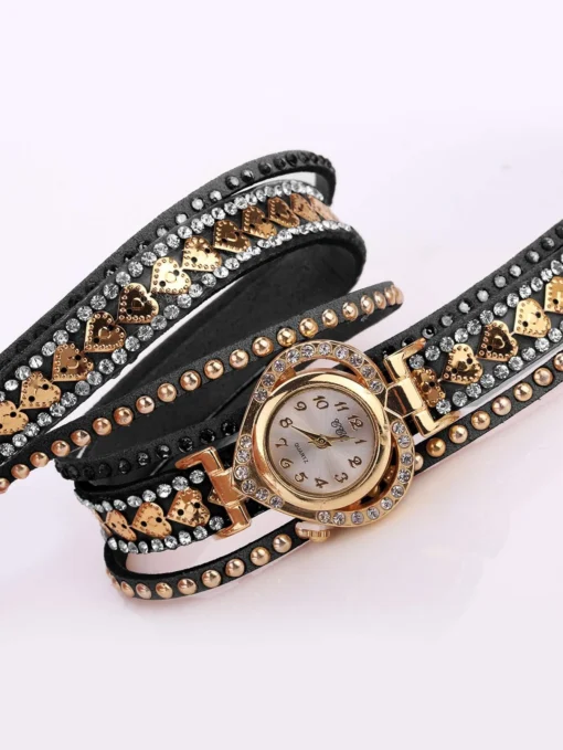 SHEIN Rhinestone Decor Round Pointer Quartz Watch