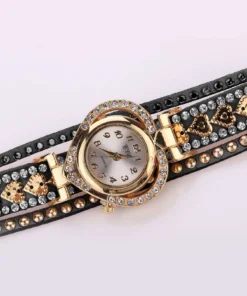 SHEIN Rhinestone Decor Round Pointer Quartz Watch