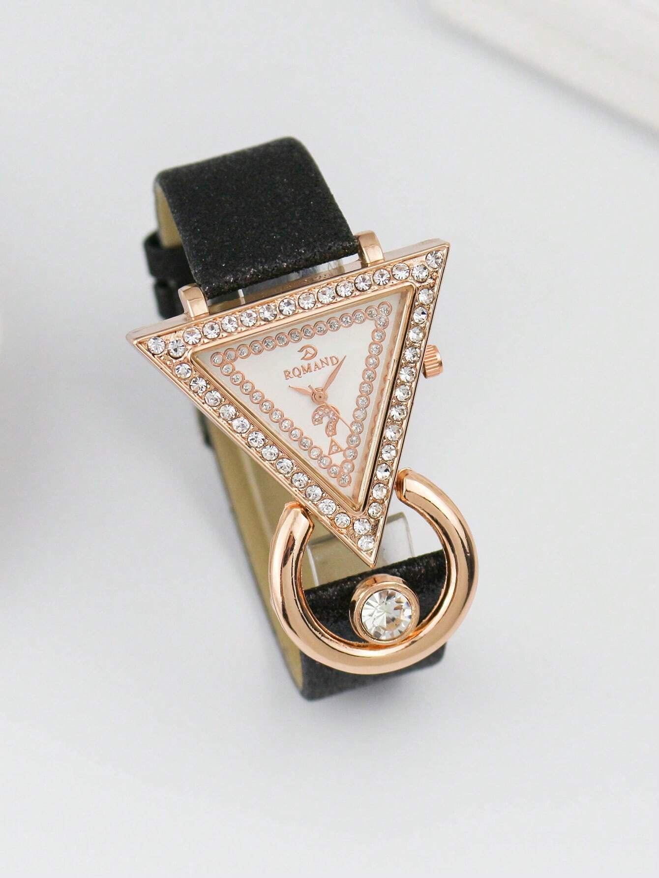 shein Rinnandy Rhinestone Decor Triangle Pointer Quartz Watch - Image 2