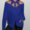 Affinna Fashionable Minimalist Design Casual Pierced Detached Blouse