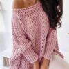 SHEIN Frenchy Women's Solid Color Simple Casual Hollow Out Long Sleeve Sweater