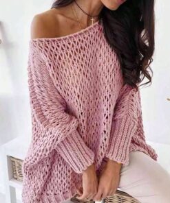 SHEIN Frenchy Women's Solid Color Simple Casual Hollow Out Long Sleeve Sweater
