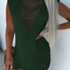 SHEIN LUNE Fashionable Sexy Hollow Out Turtleneck Women's Sweater Dress