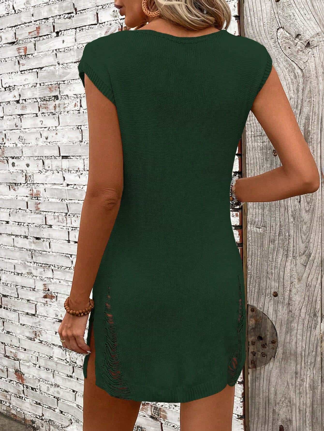 SHEIN LUNE Fashionable Sexy Hollow Out Turtleneck Women's Sweater Dress - Image 2